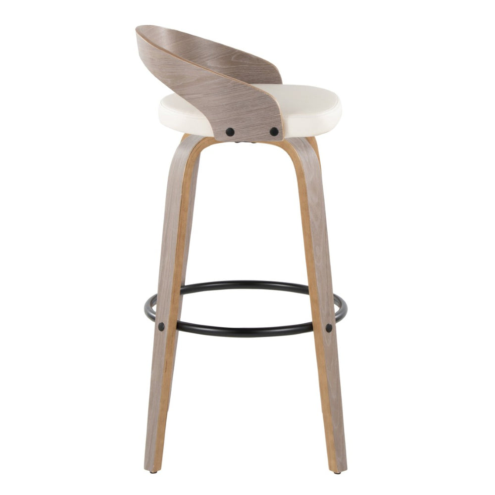 English Elm Barstool Set of 2 Swivel Faux Leather Seats Bentwood Frame for Kitchen Island B202S01910