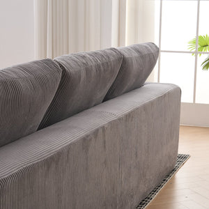 English Elm Boneless 113" U-Shaped Cloud Sectional Sofa in Gray Corduroy - No Assembly, Full-Foam Comfort Sleeper W3401P338847