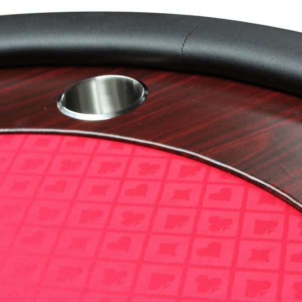 English Elm 96" Folding Poker Table Seats 10 with Felt Surface Wooden Racetrack and Steel Cup Holders W2748S00040