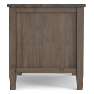 English Elm Ela Handcrafted Solid Wood End Table in Smoky Brown Finish with Drawer & Open Shelf, 18"x20" B136P203477