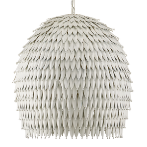 Overlay Pendant: Artisanal White Dome Light Fixture with Fluted Edges for Bohemian Elegance