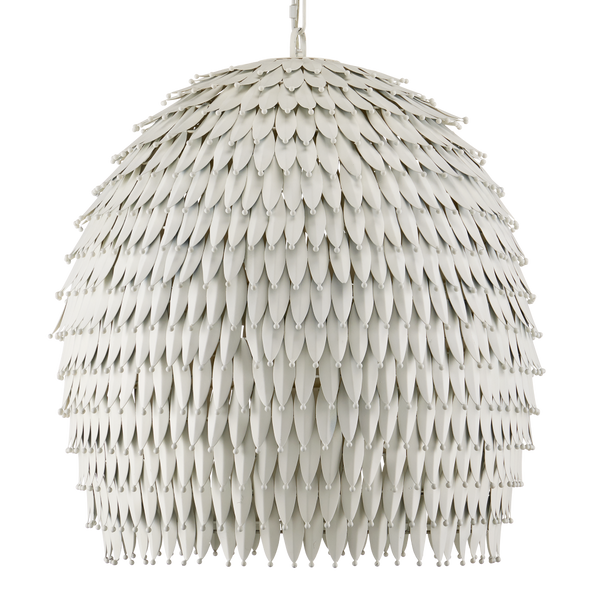 Overlay Pendant: Artisanal White Dome Light Fixture with Fluted Edges for Bohemian Elegance