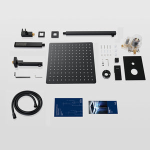 English Elm Male Npt Matte Black Shower System - Luxurious 12-Inch Rain Shower Head With Handheld Spray Set T3177P277540