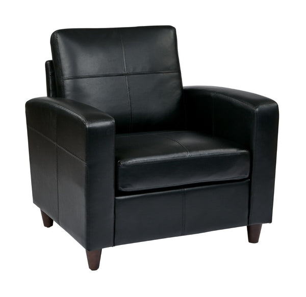 OSP Home Furnishings Club Chair in Eco Friendly Bonded Leather with Tapered Espresso Legs for Any Lounge SL2811-EC3