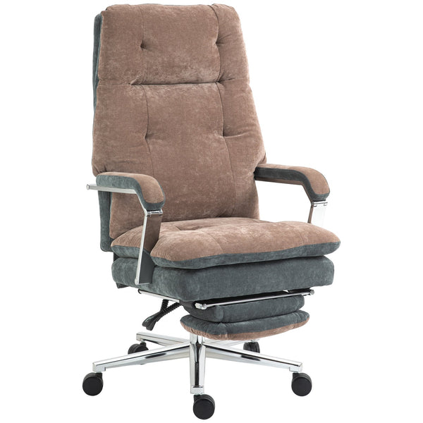 English Elm HOMCOM Big and Tall Office Chair 400 lb Capacity | High-Back Recliner w/ Footrest, Velvet Padded Comfort, Swivel Wheels W2225P200775