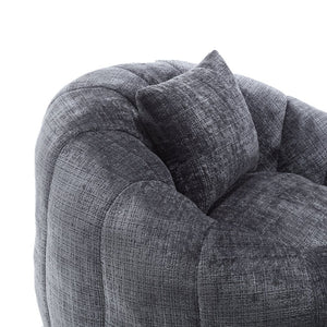 English Elm UNITED Cloud-Luxe Chenille Memory Foam Bean Bag Chair with Ottoman and Pillow for Ultimate Comfort Gray W1568P361697