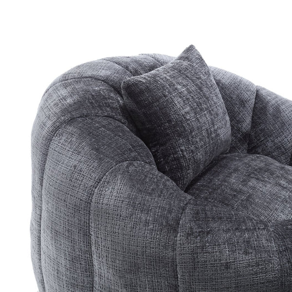 English Elm UNITED Cloud-Luxe Chenille Memory Foam Bean Bag Chair with Ottoman and Pillow for Ultimate Comfort Gray W1568P361697