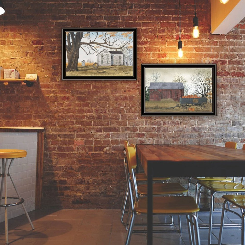 English Elm Trendy Decor 4u Billy Jacobs Autumn Barn Scene Black Framed 2 Piece Farmhouse Art B067P254112