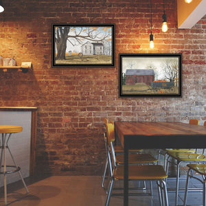 English Elm Trendy Decor 4u Billy Jacobs Autumn Barn Scene Black Framed 2 Piece Farmhouse Art B067P254112