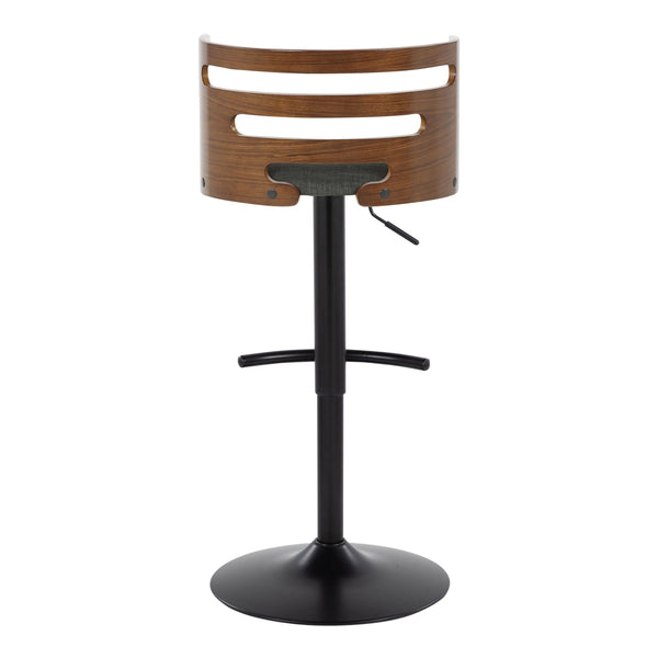 English Elm Cosi Mid-Century Modern Adjustable Barstools Set Of 2 - Stylish Black Metal, Walnut & Charcoal Comfort B202S00776
