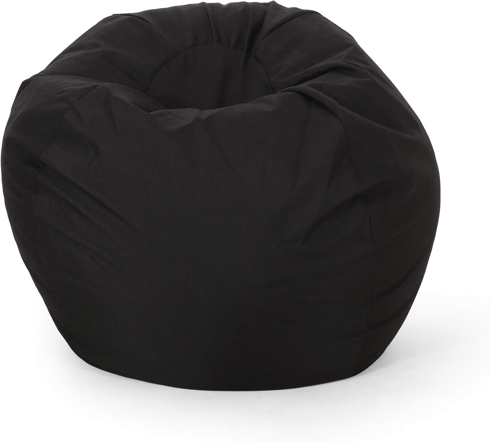 English Elm Christopher Knight Home® - Chrisholm Plush Foam-Filled Bean Bag Chair — Modern Round Design, Durable Polyester Comfort 34"W Black N778P185640B