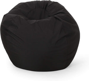 English Elm Christopher Knight Home® - Chrisholm Plush Foam-Filled Bean Bag Chair — Modern Round Design, Durable Polyester Comfort 34"W Black N778P185640B