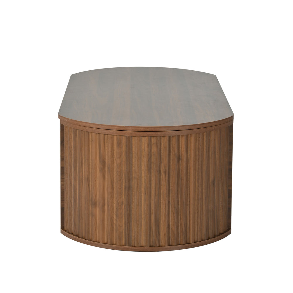 English Elm U-Can Elliptical Lift Top Coffee Table with Hidden Storage, Hydraulic Lift, Wood-Grain Modern Design Brown N724P308481D