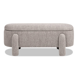 English Elm Jennifer Taylor Home - Hugo 49" Oval Fully Upholstered Storage Bench in Moss Boucle — Cozy sherpa-like texture, chic modern style, versatile seating and hidden storage (50" L x 19" W x 15" H) Brown B2719P238469