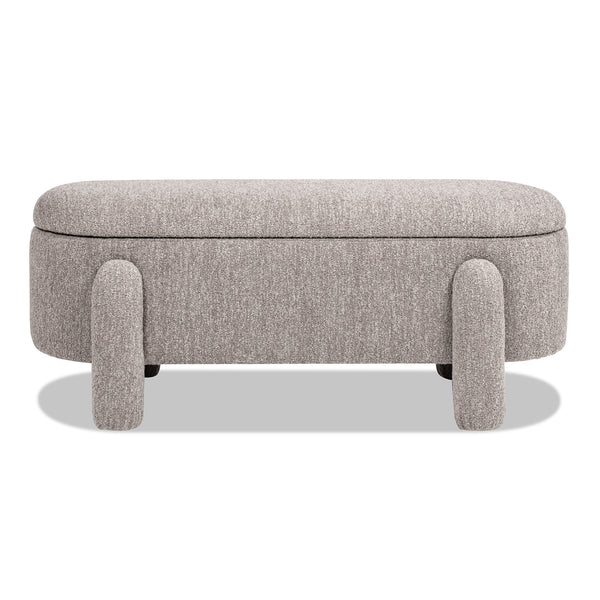 English Elm Jennifer Taylor Home - Hugo 49" Oval Fully Upholstered Storage Bench in Moss Boucle — Cozy sherpa-like texture, chic modern style, versatile seating and hidden storage (50" L x 19" W x 15" H) Brown B2719P238469