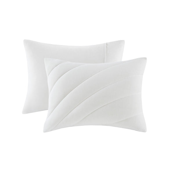 English Elm 3 Pcs King/Cal King Puffy Comforter Set - Soft White Poly Jersey Bedding With Antimicrobial Care B035P319899