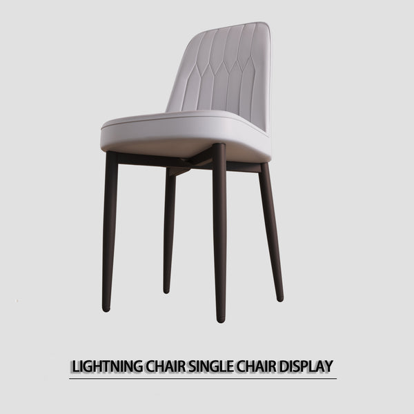 English Elm A Set Of 4 Modern Dining Chairs In Grey Pu Leather With Black Metal Legs For Stylish Comfort W2189140237