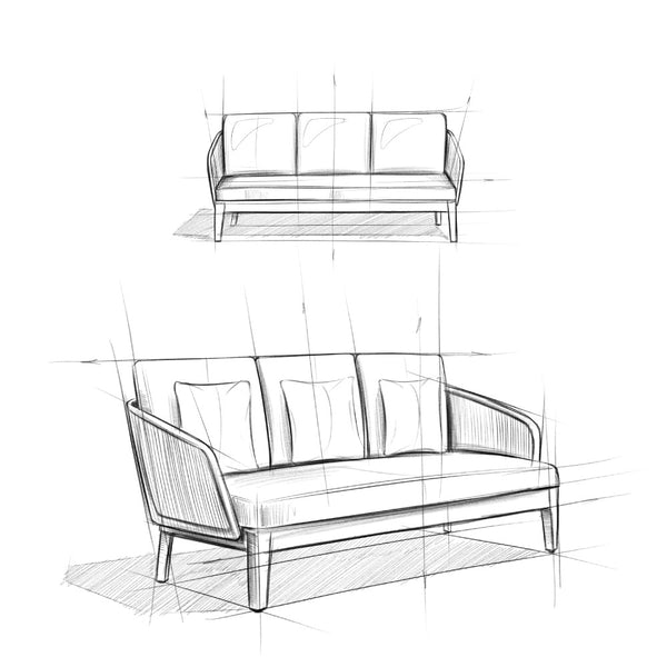 English Elm Carmel Outdoor Sofa Sand Drift - Handcrafted Acacia & Powder-Coated Aluminum, Rope Weave, Water-Resistant Cushions B136P159392