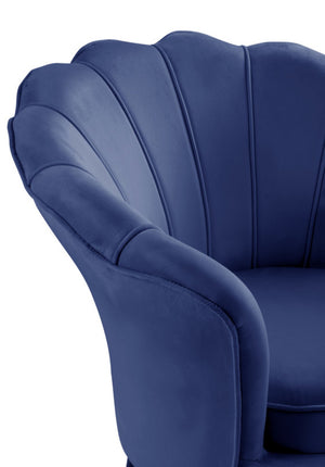 English Elm Angelica Velvet Barrel Accent Chair Scalloped Tufted Back with Gold Metal Legs B2749P413366