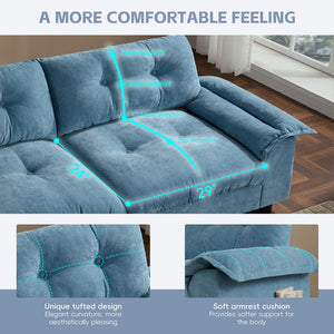 English Elm 104*60" Sectional Sofa with Hidden Ottoman Storage, Tufted Chenille, USB Ports, Cup Holder Light Blue N723S9806C