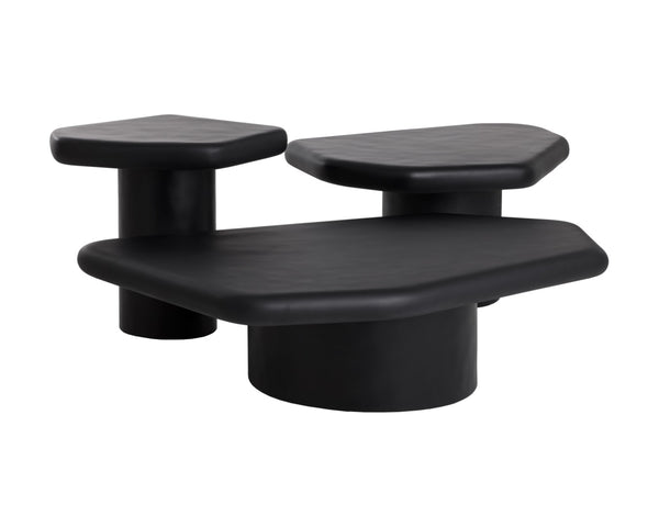 Sunpan DETTI End Table - Sculptural Matte Black Concrete Accent Piece for Modern Living Spaces & Patios 112618