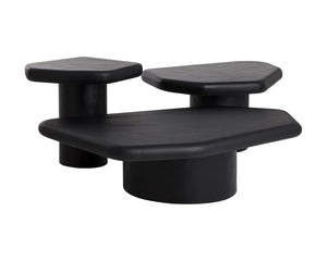 Sunpan DETTI Coffee Table - Large Matte Black Concrete, Sculptural Design for Modern Indoor & Outdoor Spaces 112619