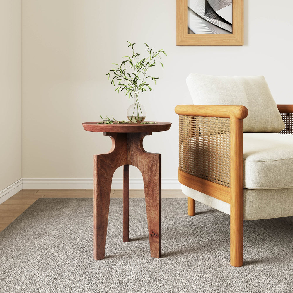 English Elm Christopher Knight Home® - 3-Legged Mango Wood Round End Table in Honey Finish — Midcentury Solid Wood, Plank Surface Appeal N768P202489H