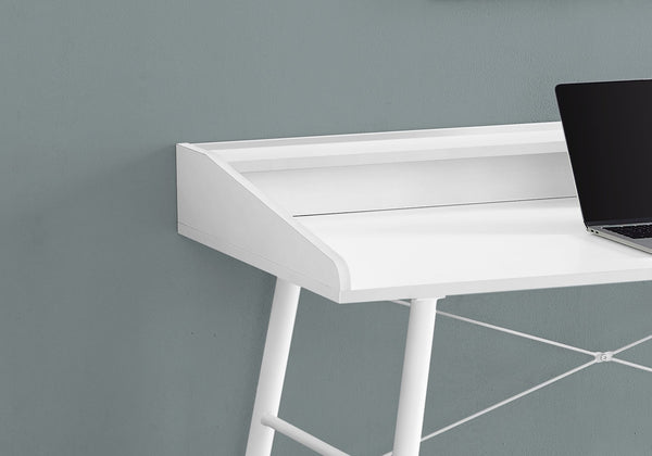 English Elm Computer Desk For Home Office – Contemporary White Laminate With Hutch, Compact & Stylish Work Area B2710P219821