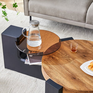 English Elm The Two Tier Detachable Mdf Coffee Table for Flexible Modern Living Room Style W1151P184838
