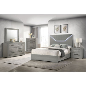 English Elm Pierce Six Drawer Diamond Embossed Dresser with Sleek High Sheen Finish for Modern Bedrooms Grey B062P447670