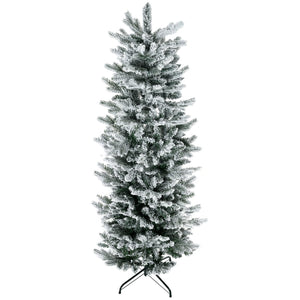English Elm Homcom 6Ft Snow-Flocked Artificial Christmas Tree With Auto-Open Design & Steel Base For Cozy Holiday Charm W2225P229668