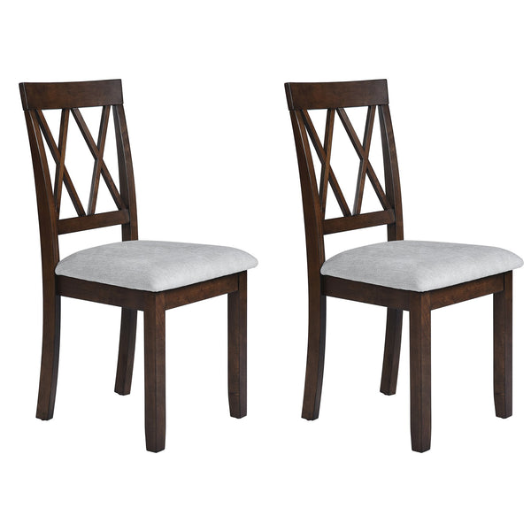 English Elm Dining Room Chairs Set of 2 Upholstered Accent Side Chairs with Padded Seat and Solid Wood Legs, Stylish Brown N752P216388D