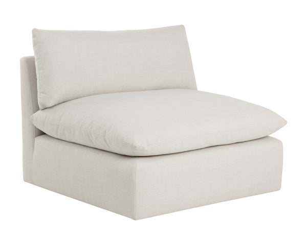 Sunpan Reve Modular - Luxurious Pillowy Softness Armchair In Effie Linen For Modern Spaces & Style Cream Fabric 111768