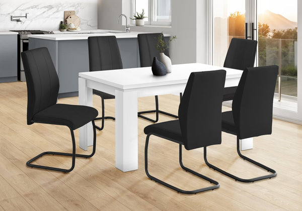 English Elm Dining 60" Rectangular White Laminate Dining Table for 6 — Thick Panel MDF, Block Legs, Modern Chic B2710P286985