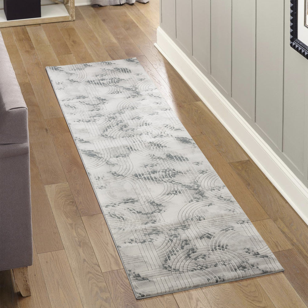 English Elm Geometrix Contemporary Gray Area Rug 2'7" X 9'10" – Durable, Soft, And Stylish For High-Traffic Areas B186P316815