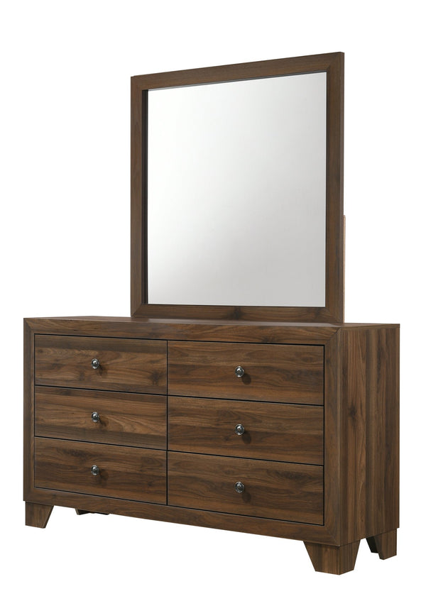 English Elm 1pc Transitional 6-Drawer Dresser with Center Glide Rustic-Washed Finish Spacious Bedroom Storage Cabinet Brown 18.1 L x 61.22 W x 32.1 H B011P375328