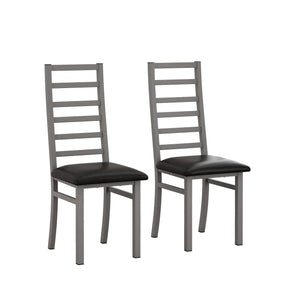 English Elm Metal Dining Chairs Set Of 2 - Stylish Grey Pu Leather, High-Back Steel Legs For Modern Spaces W757P232712