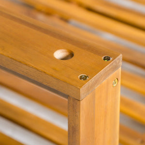 English Elm TOPMAX Acacia Wood Twin Porch Swing Bed Frame with High Back, 350lb Capacity & 118" Hemp Ropes Natural N717P265795A