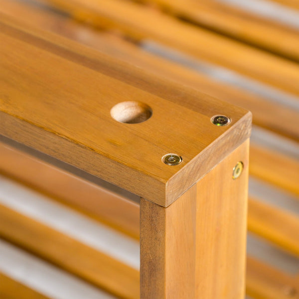 English Elm TOPMAX Acacia Wood Twin Porch Swing Bed Frame with High Back, 350lb Capacity & 118" Hemp Ropes Natural N717P265795A