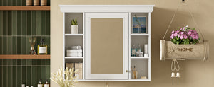 English Elm 35'' 35' 35'' x 28'' Wall Mounted Medicine Cabinet with Mirror Door, Modern MDF Storage with Towel Rod White N710P196545K