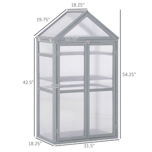 English Elm Garden Solid Wood Cold Frame Greenhouse with Polycarbonate Panels and Three Tiered Shelves T3971P389246