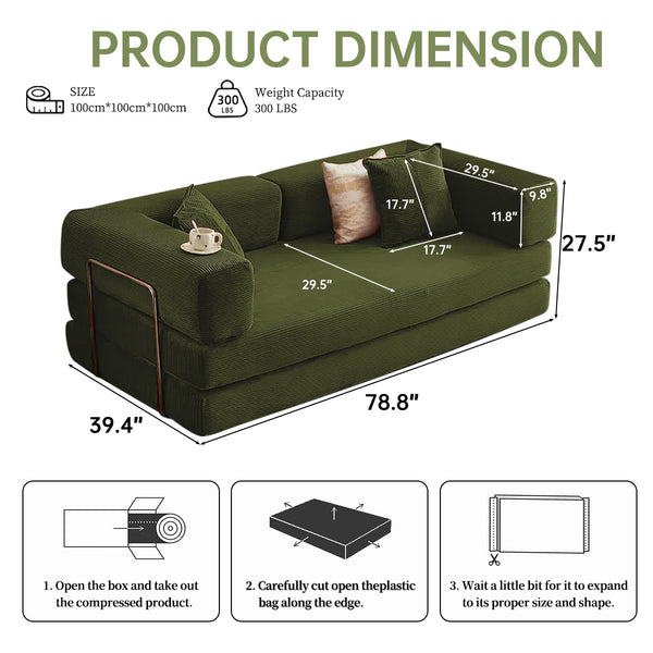 English Elm 2-In-1 Convertible Modular Sofa Bed With Memory Foam - Space-Saving Comfort For Small Spaces! W3653P355618