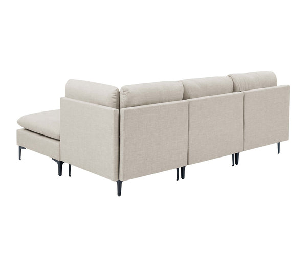 English Elm Linen Upholstered Modular Sectional Sofa with Black Metal Legs for Modern Living Almond B2748S00095