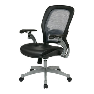 OSP Home Furnishings Professional Airgrid Mesh Back Executive Chair with Leather Seat and Lumbar Support 3680