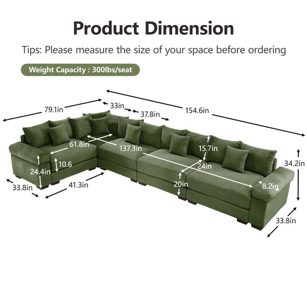 English Elm Oversized Modular Sectional Couch - Cloud-Like Comfort, Ergonomic Design, 18 Pillows, Easy Assembly! W714S01342-GIGA