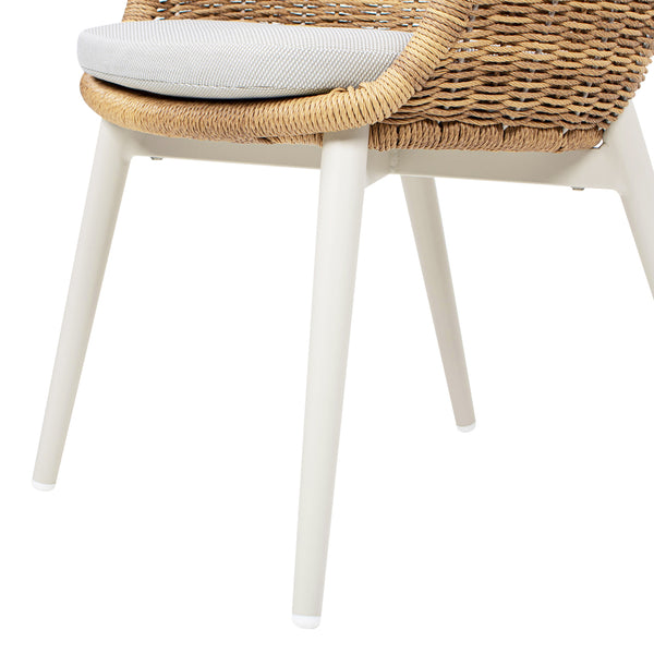 English Elm Jennifer Taylor Home - Santorini Wicker Back Outdoor Dining Chairs Set Of 2 - Weather-Resistant Wheat Beige Comfort B2719P308011