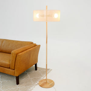 English Elm Ashcroft Furniture - Classic Modern Floor Lamp with Glass Shade, Slim Metal Base for Reading, Ambient Home & Office Light Brown B183P315101
