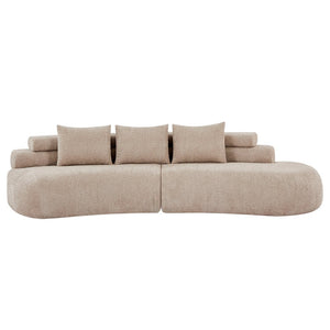 English Elm 122" Curved Modular Sectional Sofa Cloud Fill Polyester Upholstered Living Room Seating Almond N771P396326V_N771P396327V