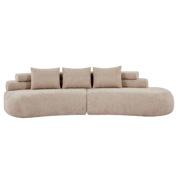 English Elm 122" Curved Modular Sectional Sofa Cloud Fill Polyester Upholstered Living Room Seating Almond N771P396326V_N771P396327V