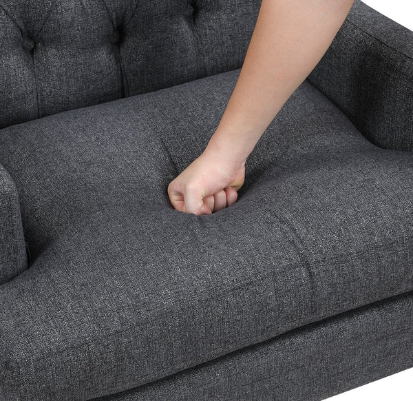 English Elm 1Pc Button-Tufted Dark Gray Accent Chair With Foam Cushion For Elegant Living Room & Office Decor B011P287708